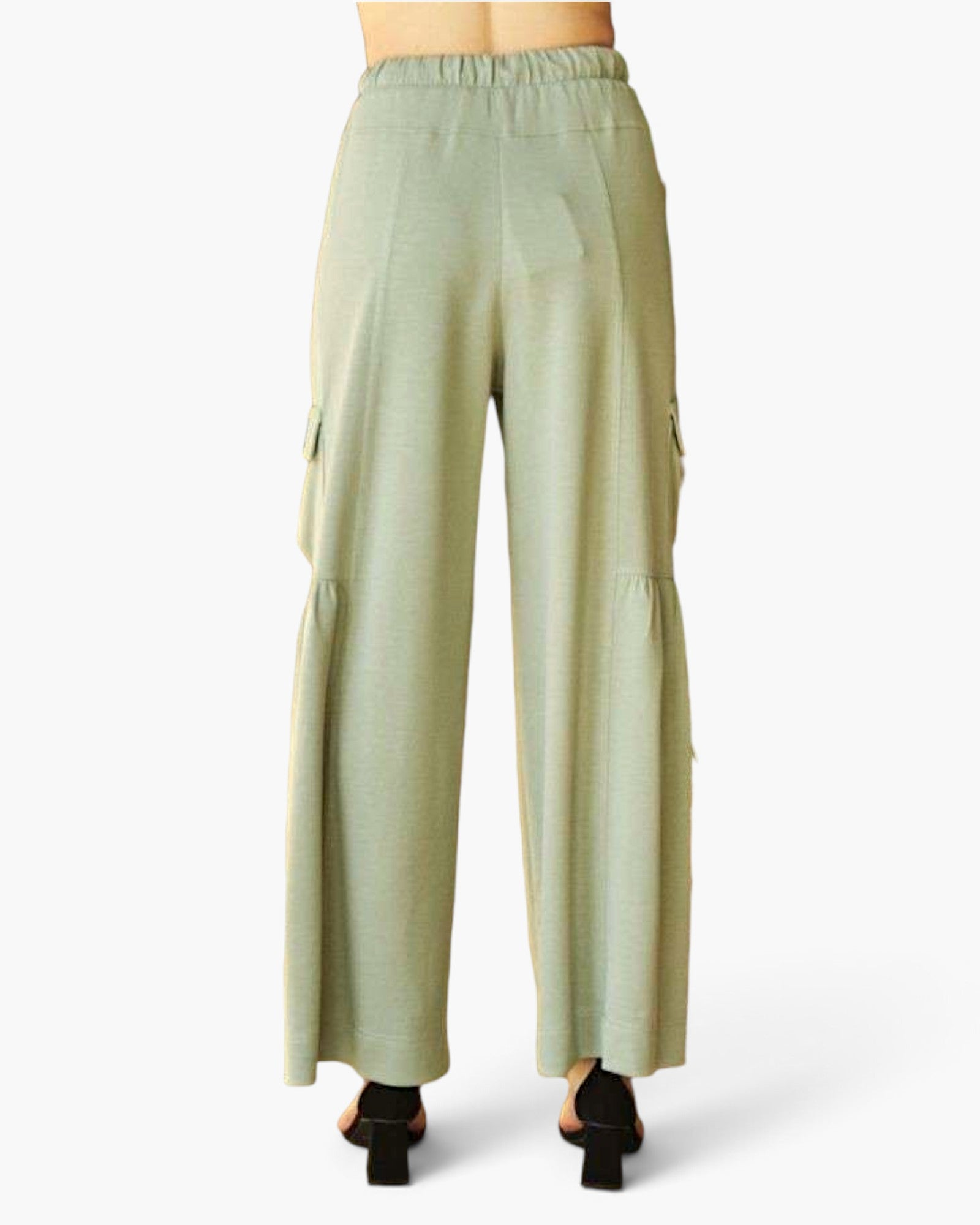 Sage Cargo-Pocket Wide-Leg Pants