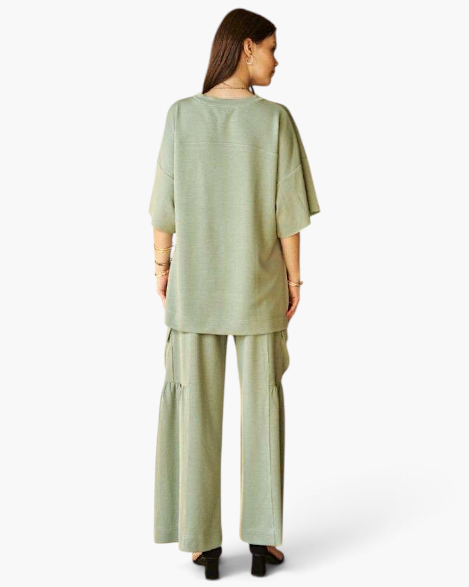Sage Cargo-Pocket Wide-Leg Pants