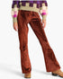 Rust Embellished Velvet Flare Pants