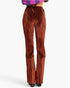 Rust Embellished Velvet Flare Pants