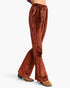 Rust Embellished Velvet Flare Pants