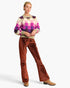 Rust Embellished Velvet Flare Pants