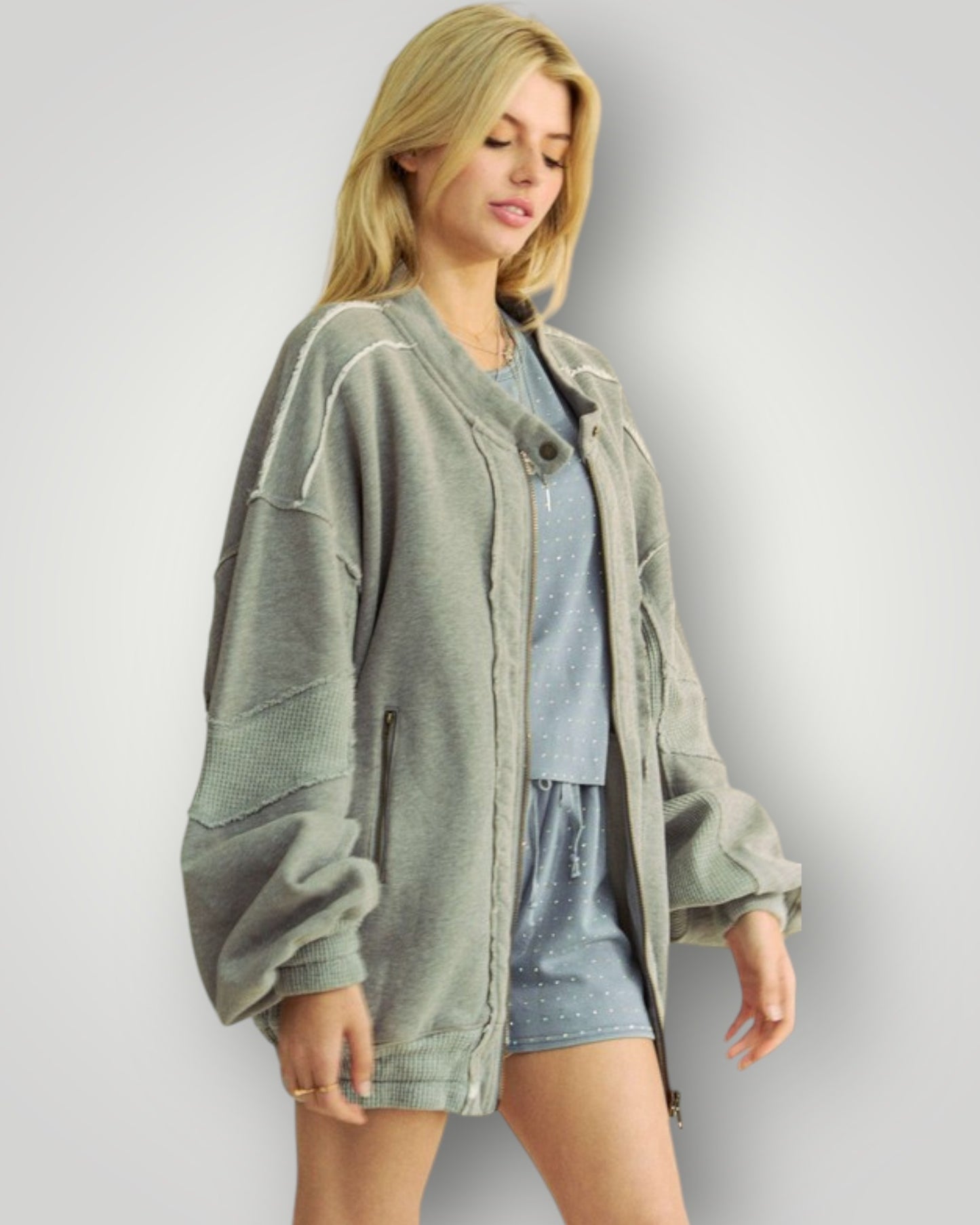 Dusty Blue Zip Jacket