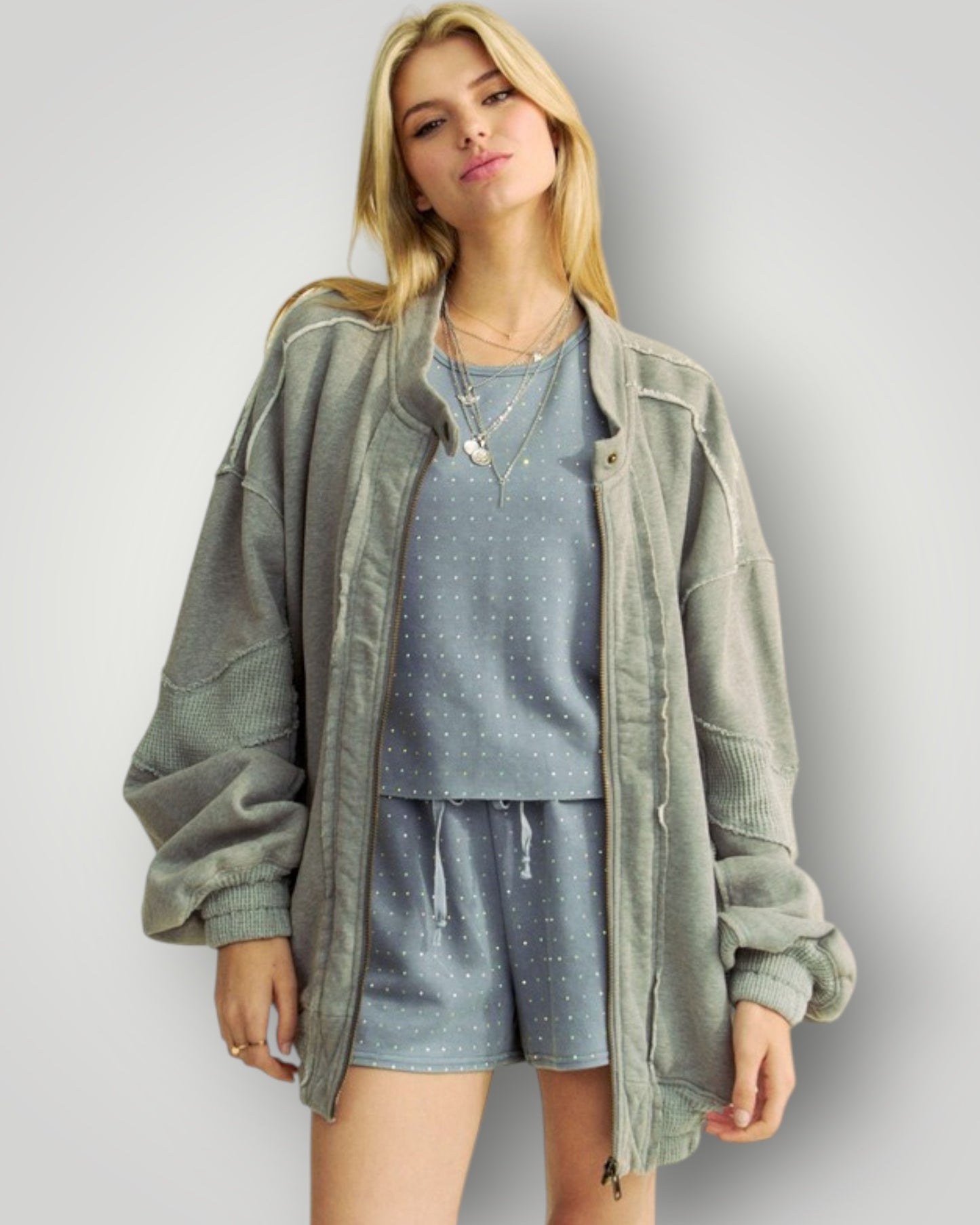 Dusty Blue Zip Jacket