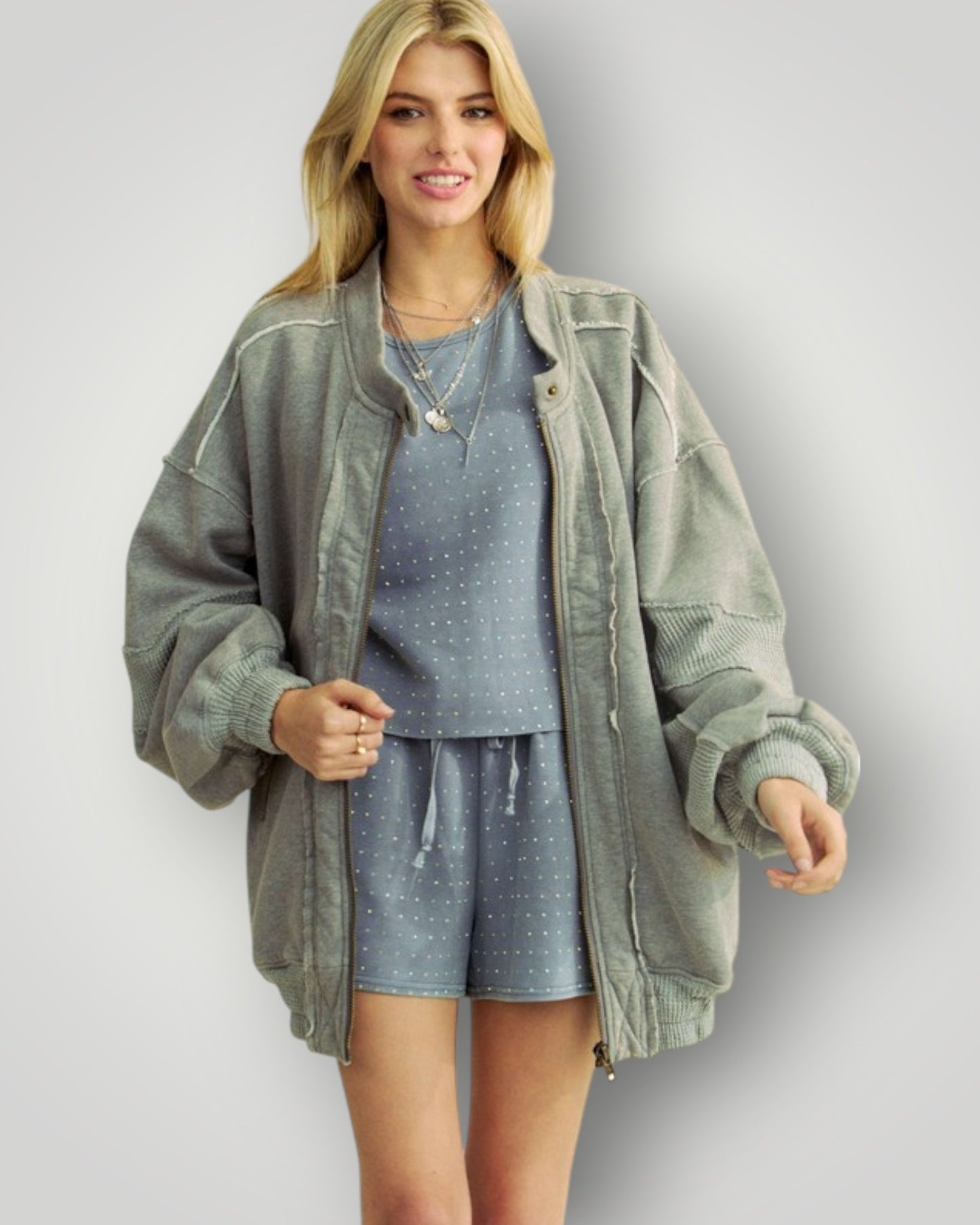 Dusty Blue Zip Jacket