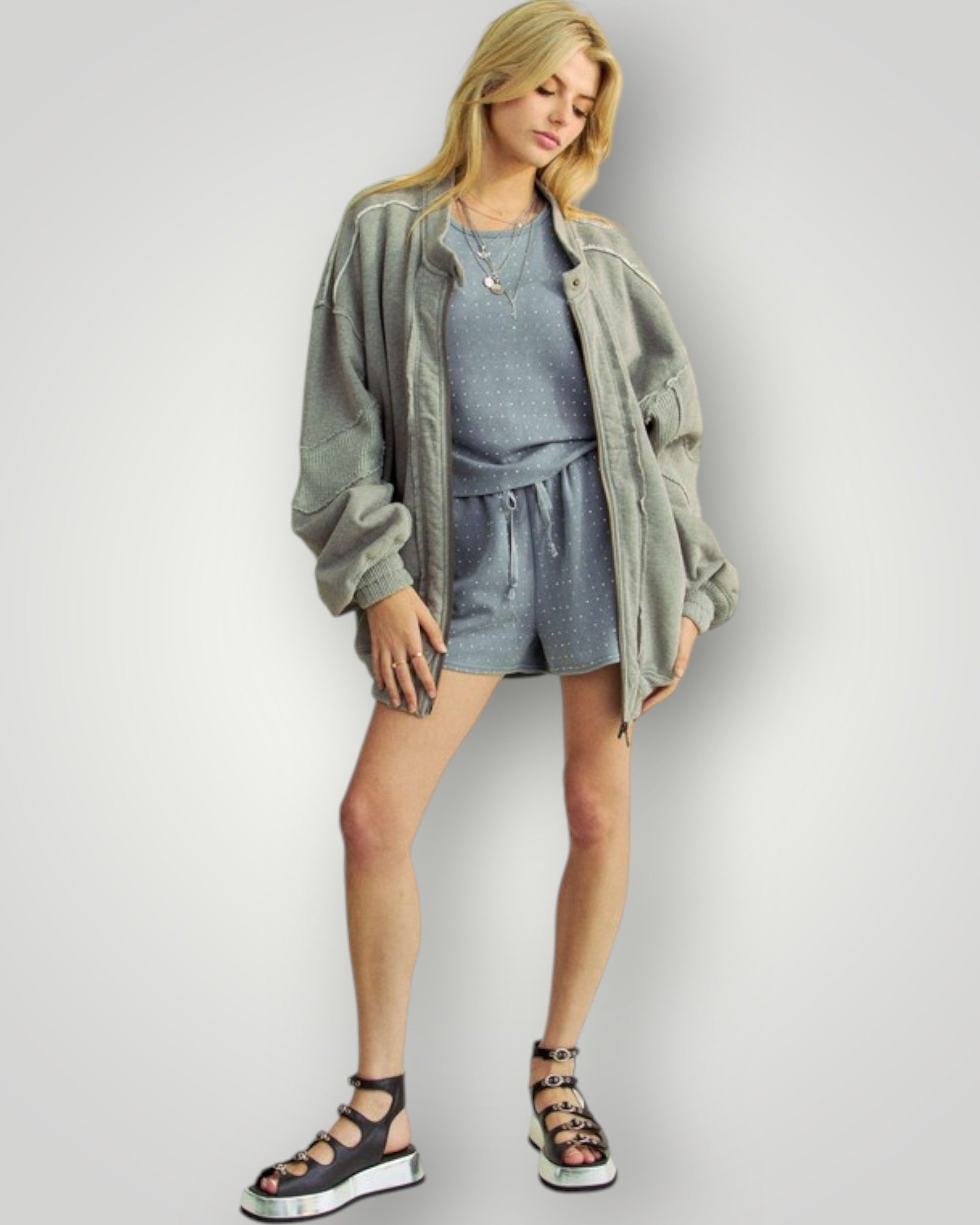 Dusty Blue Zip Jacket