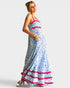 Blue Abstract Print Maxi Dress