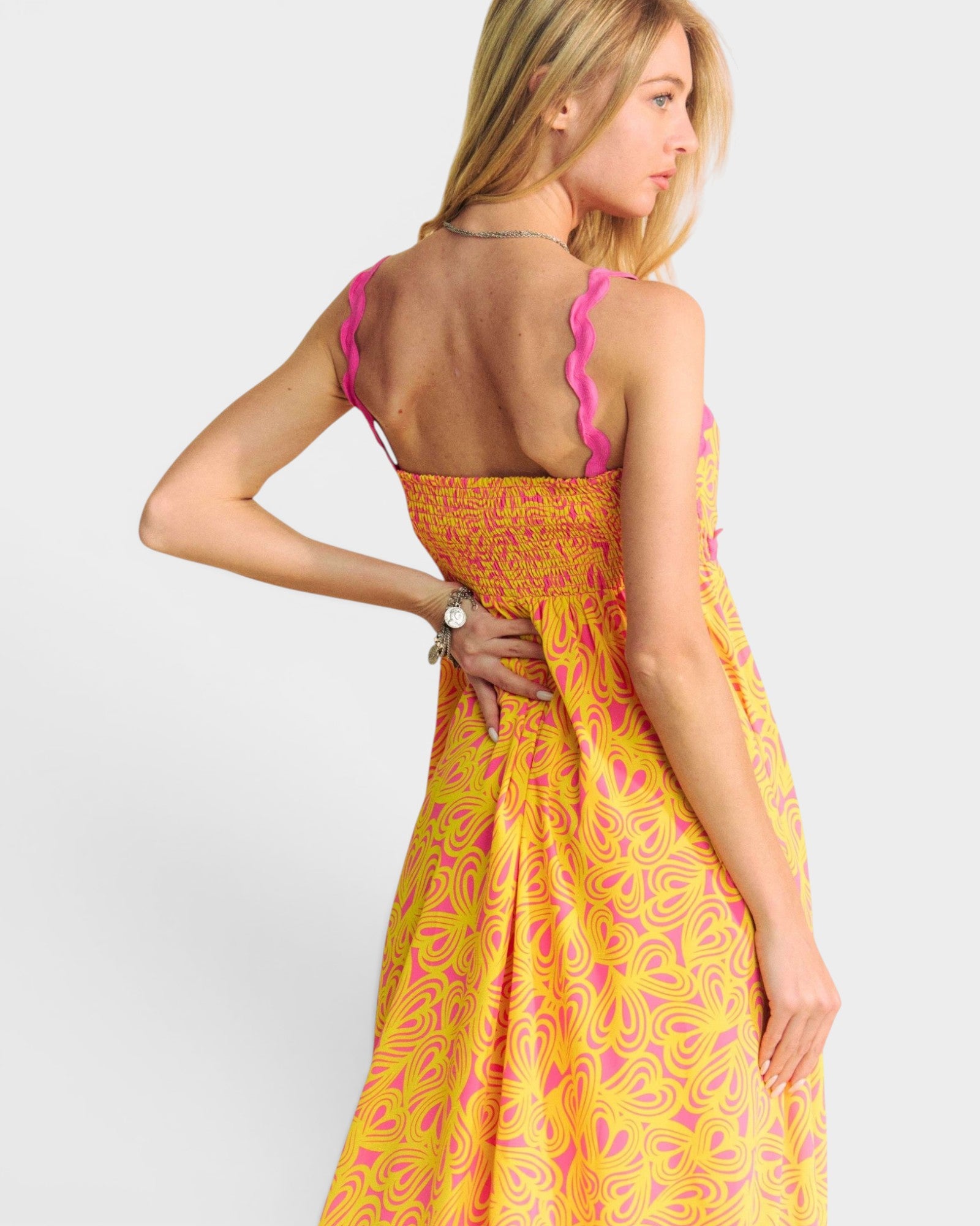 Yellow & Pink Floral Maxi Dress