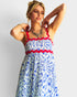 Blue Abstract Print Maxi Dress