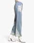 Light Wash Lace-Trim Wide-Leg Jeans