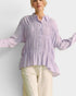 Lavender Crinkled Button Front Peplum Blouse