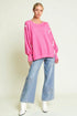 Hot Pink Contrast Stitch Oversized Sweatshirt