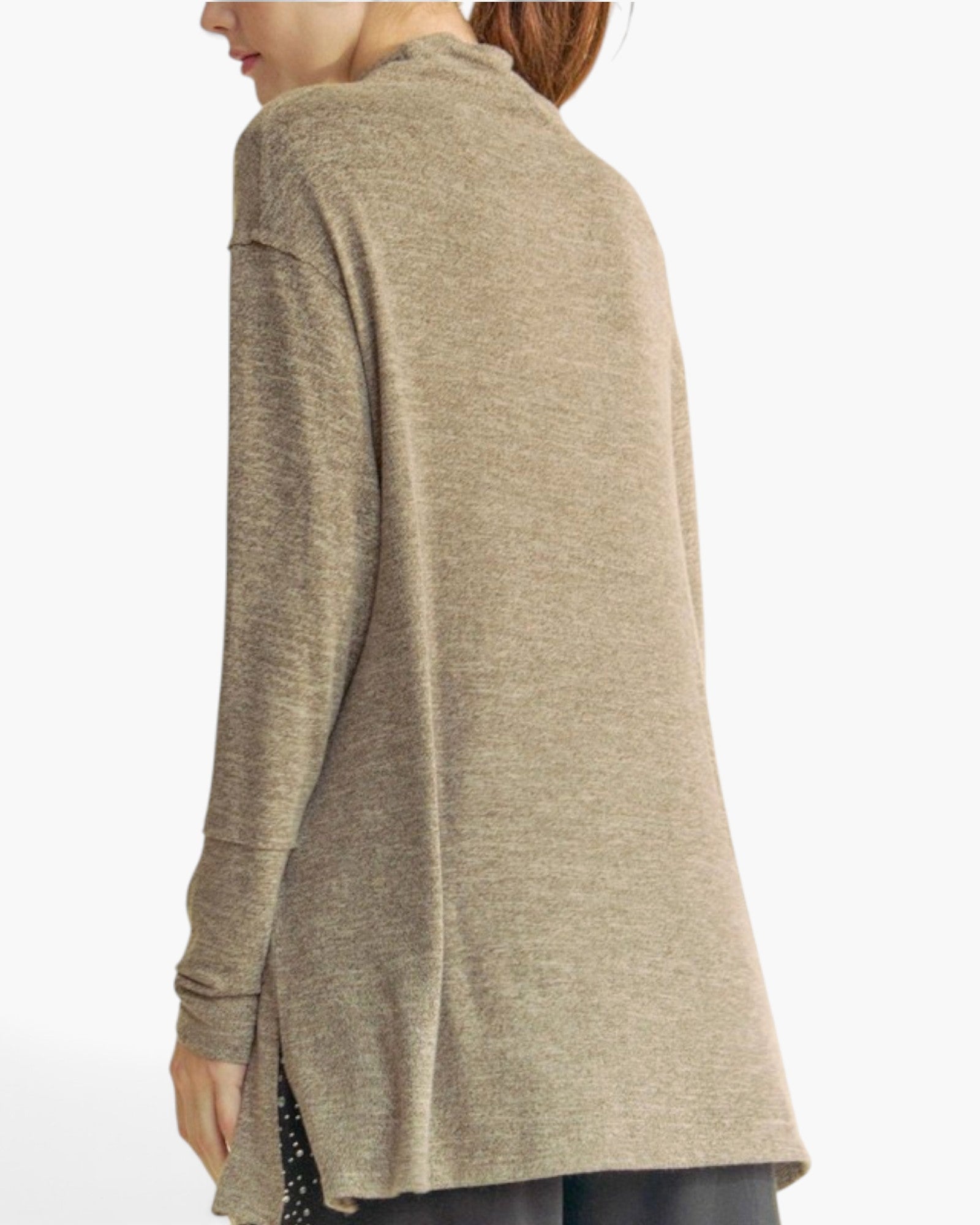 Taupe Brushed Cowl-Neck Tunic