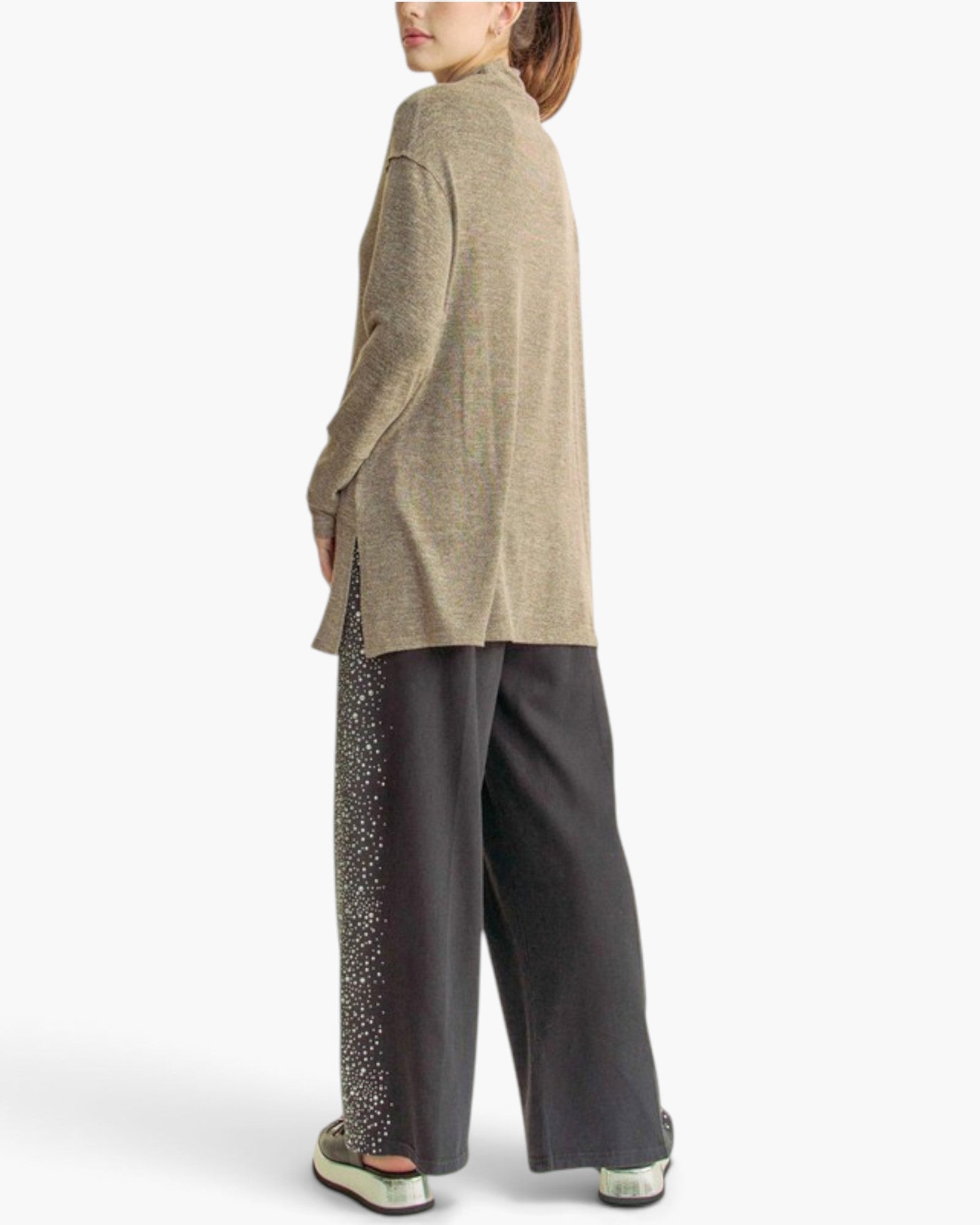 Taupe Brushed Cowl-Neck Tunic