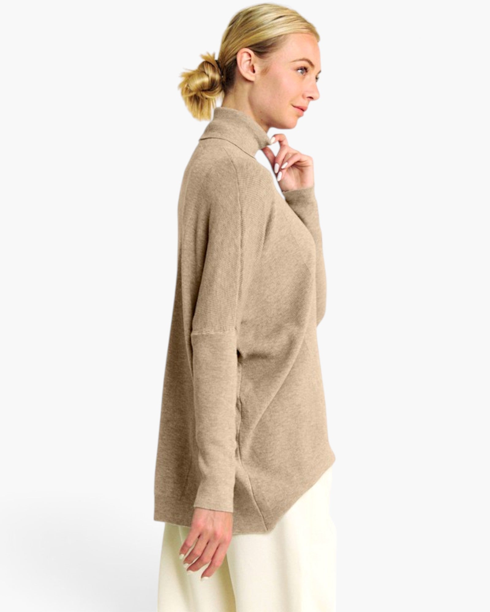Khaki Oversized Turtleneck Sweater