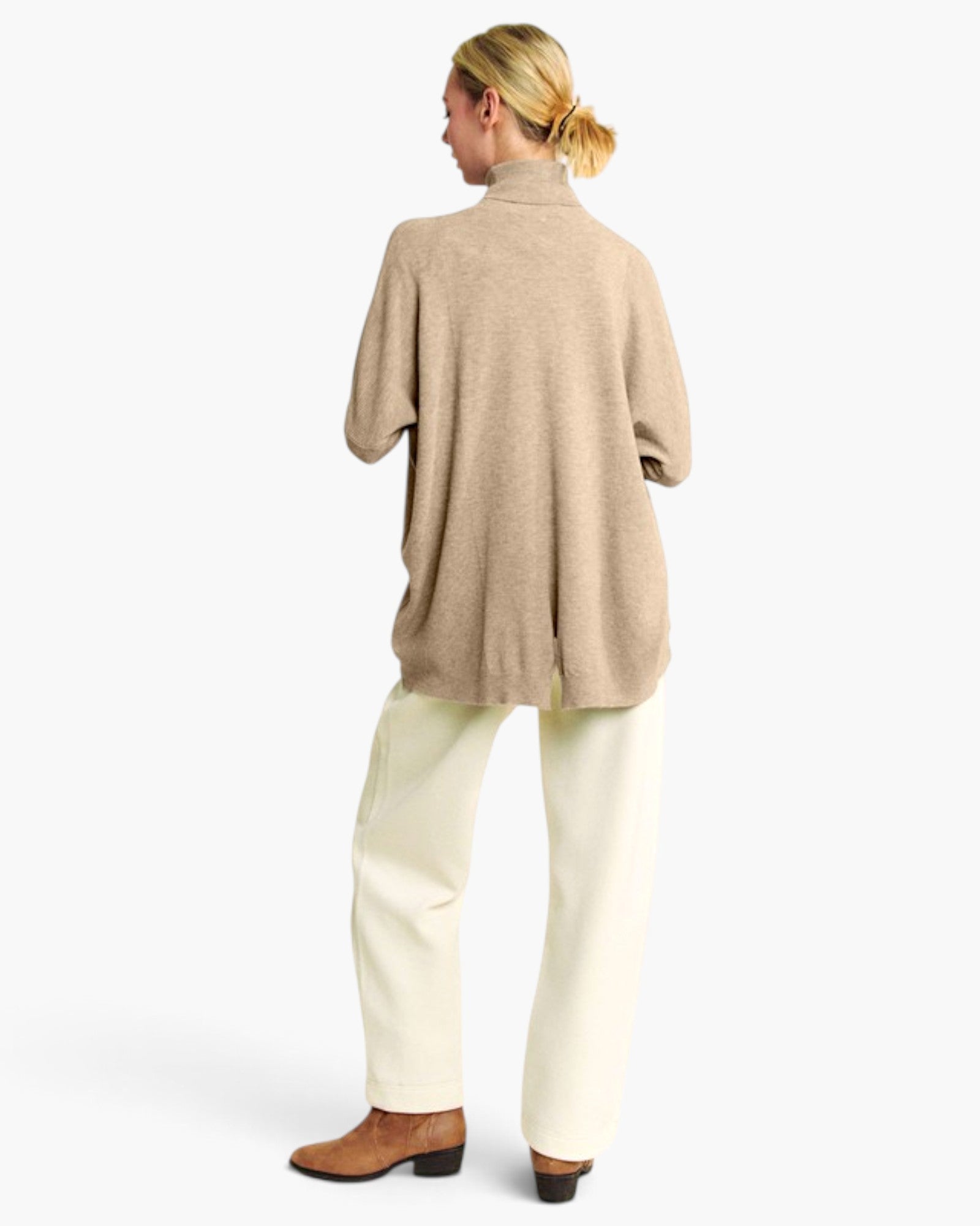 Khaki Oversized Turtleneck Sweater