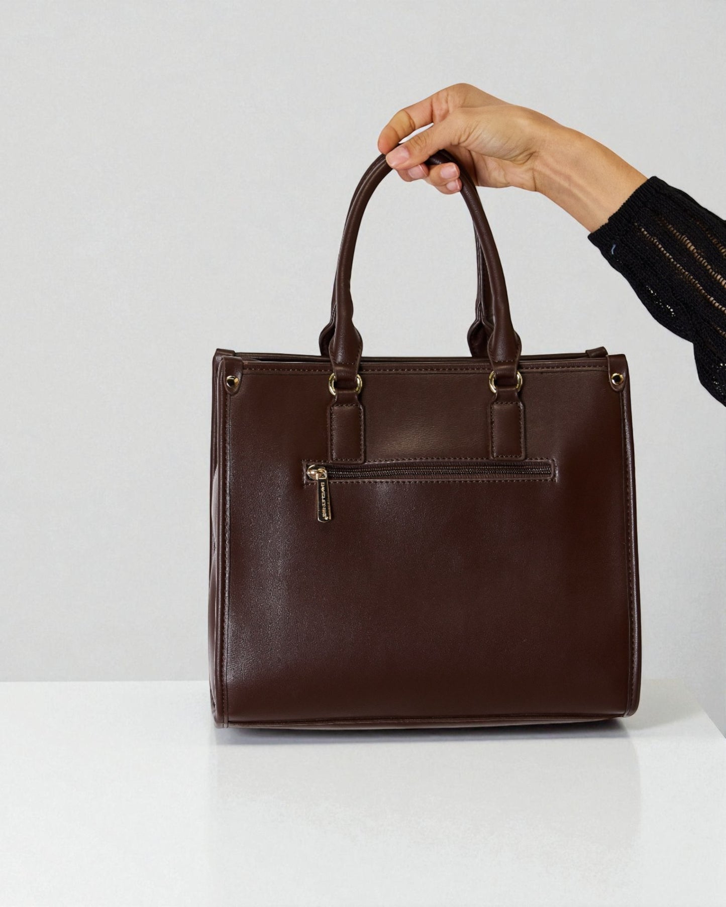 Vegan Leather Argyle Tote Handbag