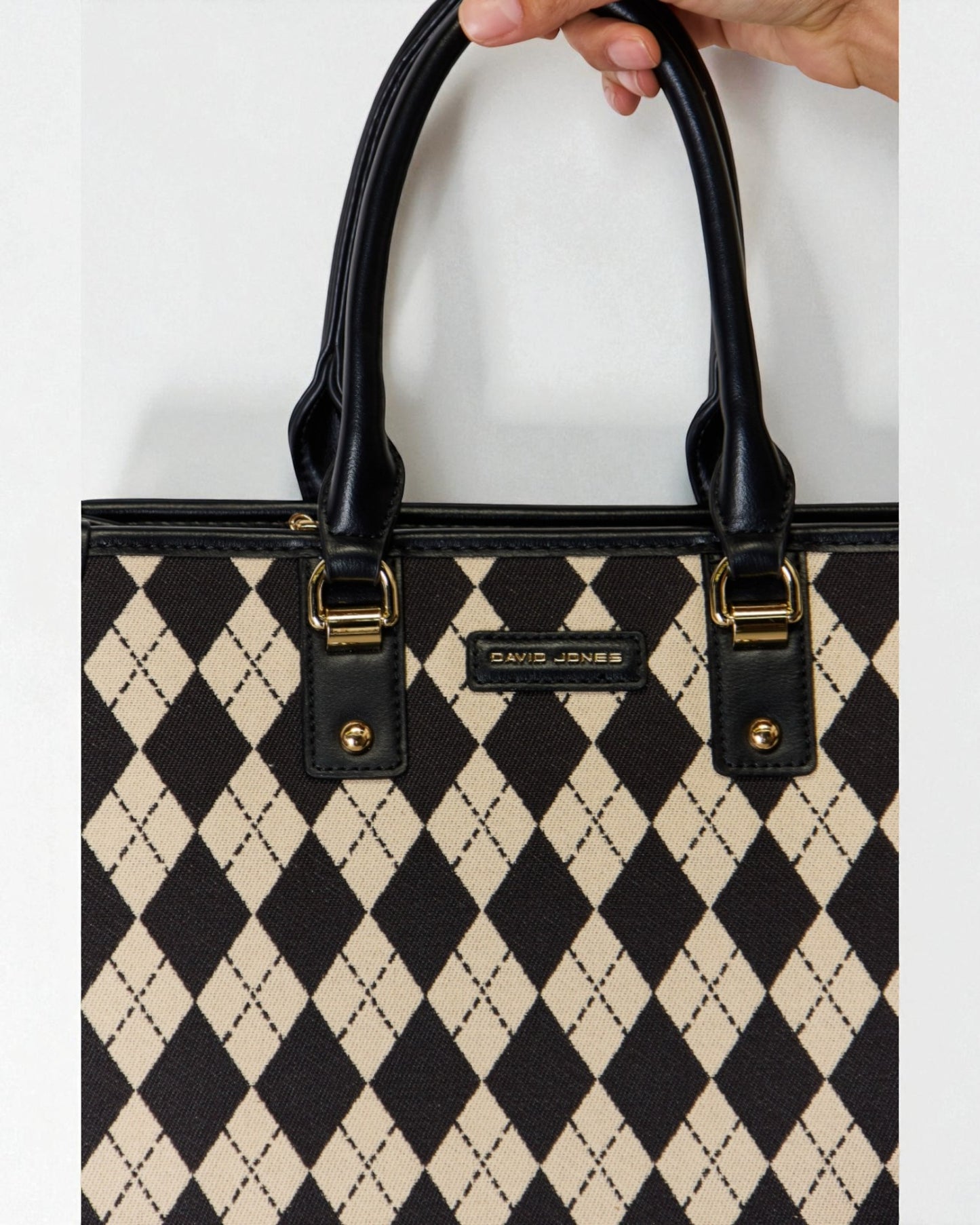 Vegan Leather Argyle Tote Handbag