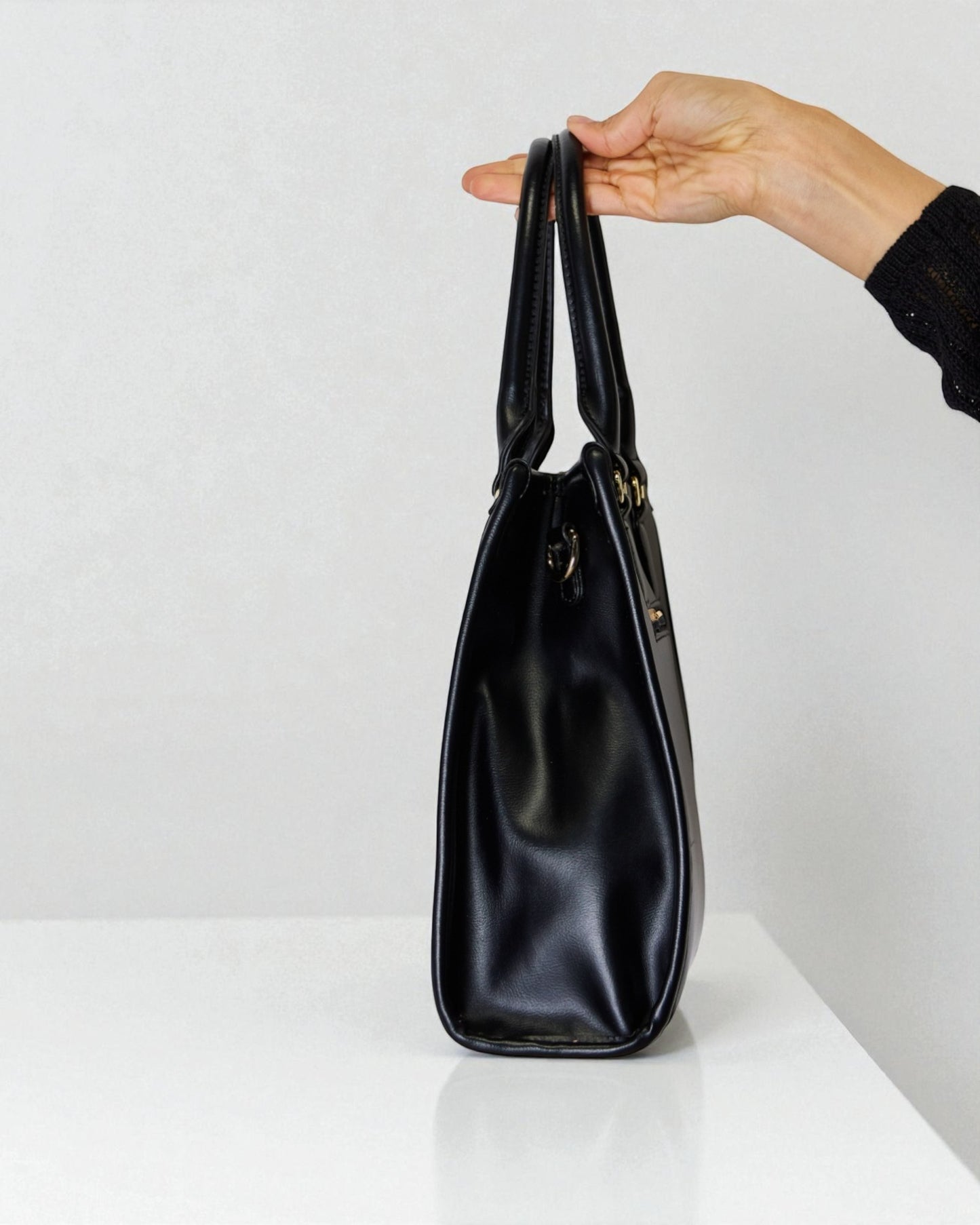 Vegan Leather Argyle Tote Handbag