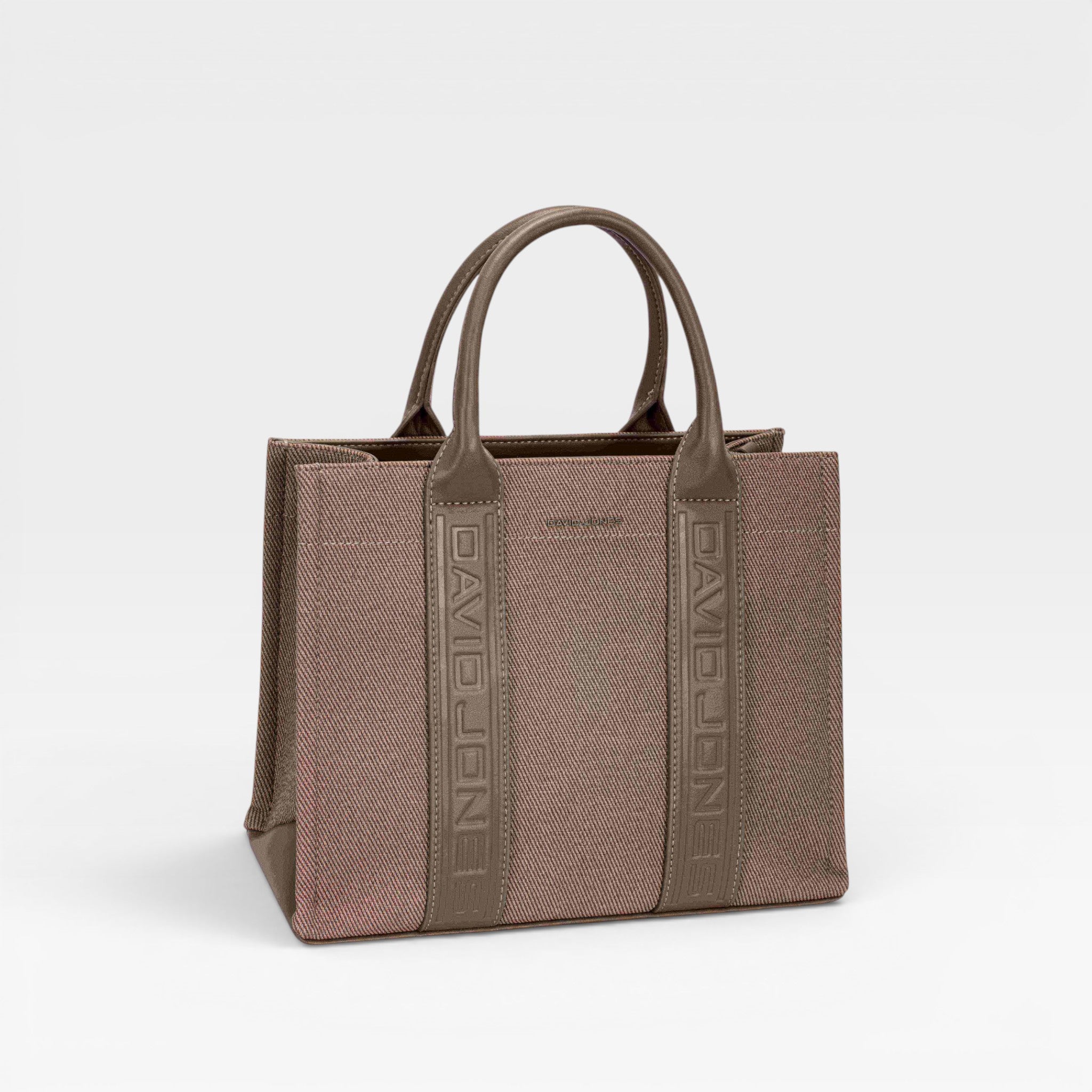 Canvas & Vegan Leather Structured Tote Bag