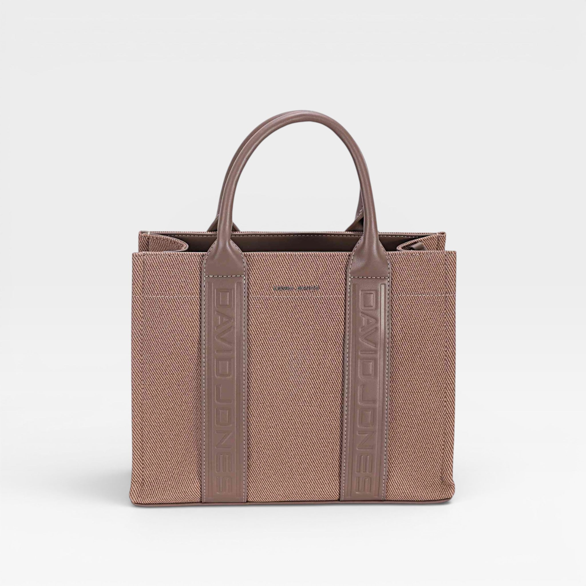 Canvas & Vegan Leather Structured Tote Bag