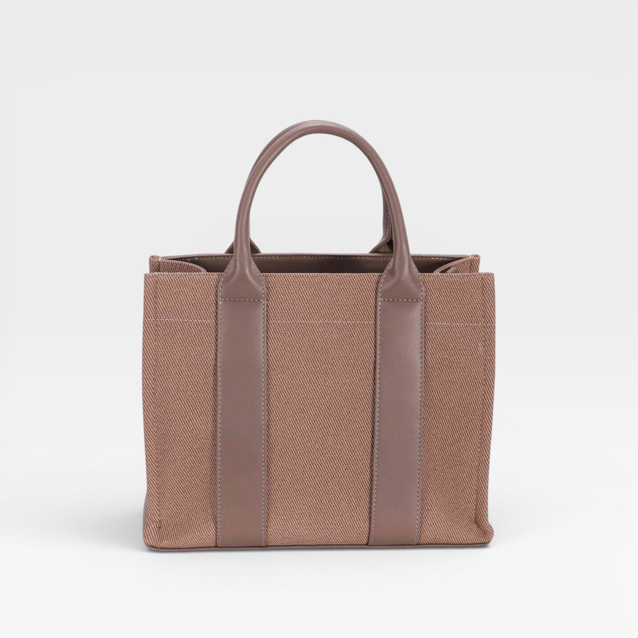 Canvas & Vegan Leather Structured Tote Bag