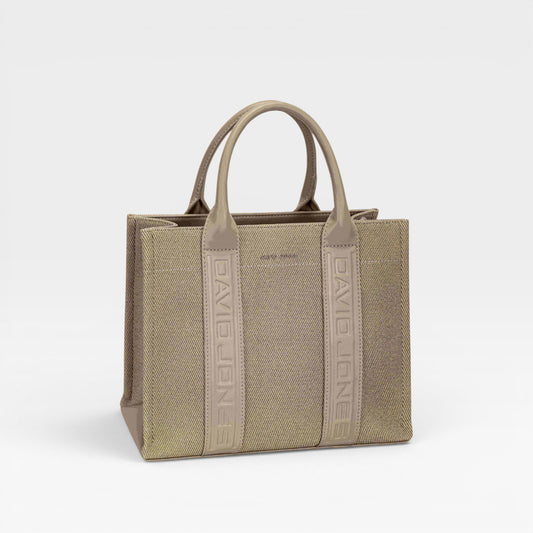 Canvas & Vegan Leather Structured Tote Bag