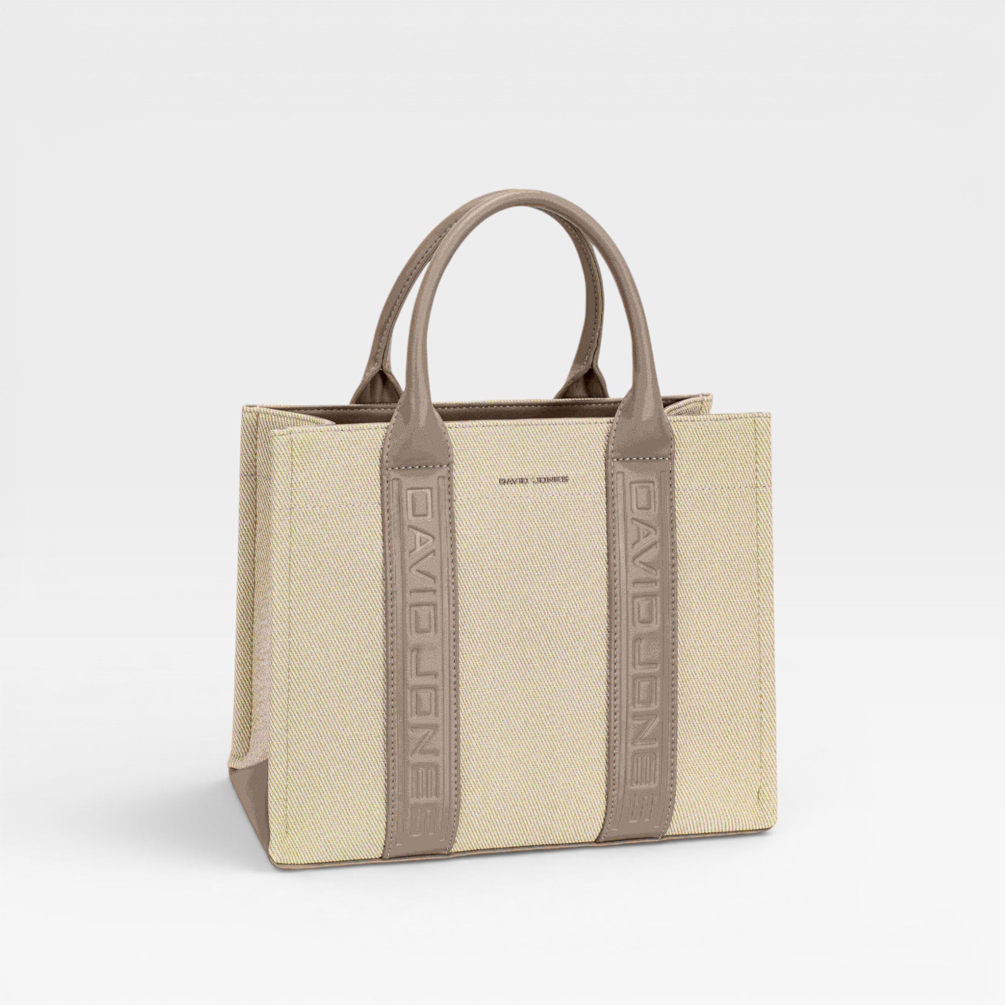 Canvas & Vegan Leather Structured Tote Bag