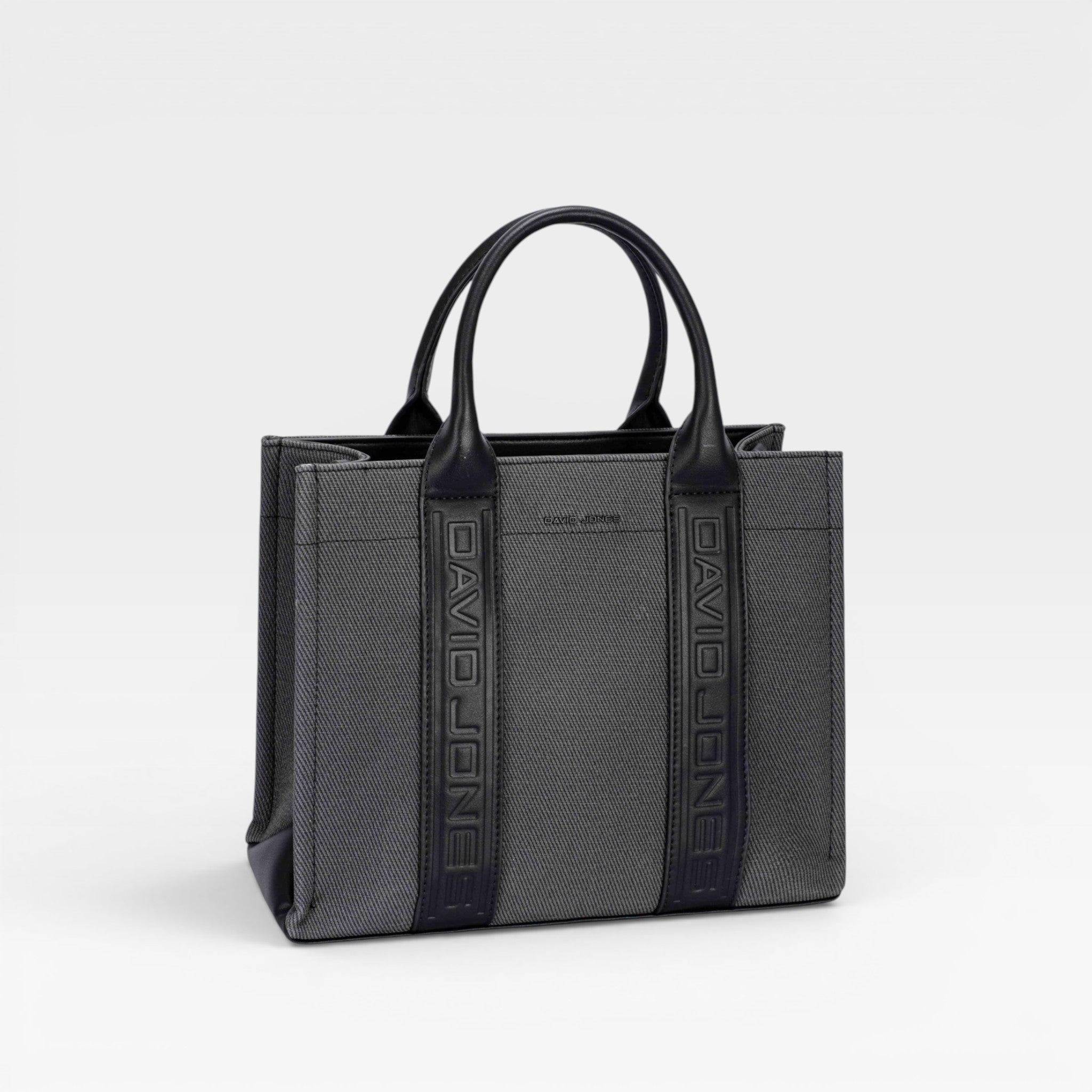 Canvas & Vegan Leather Structured Tote Bag