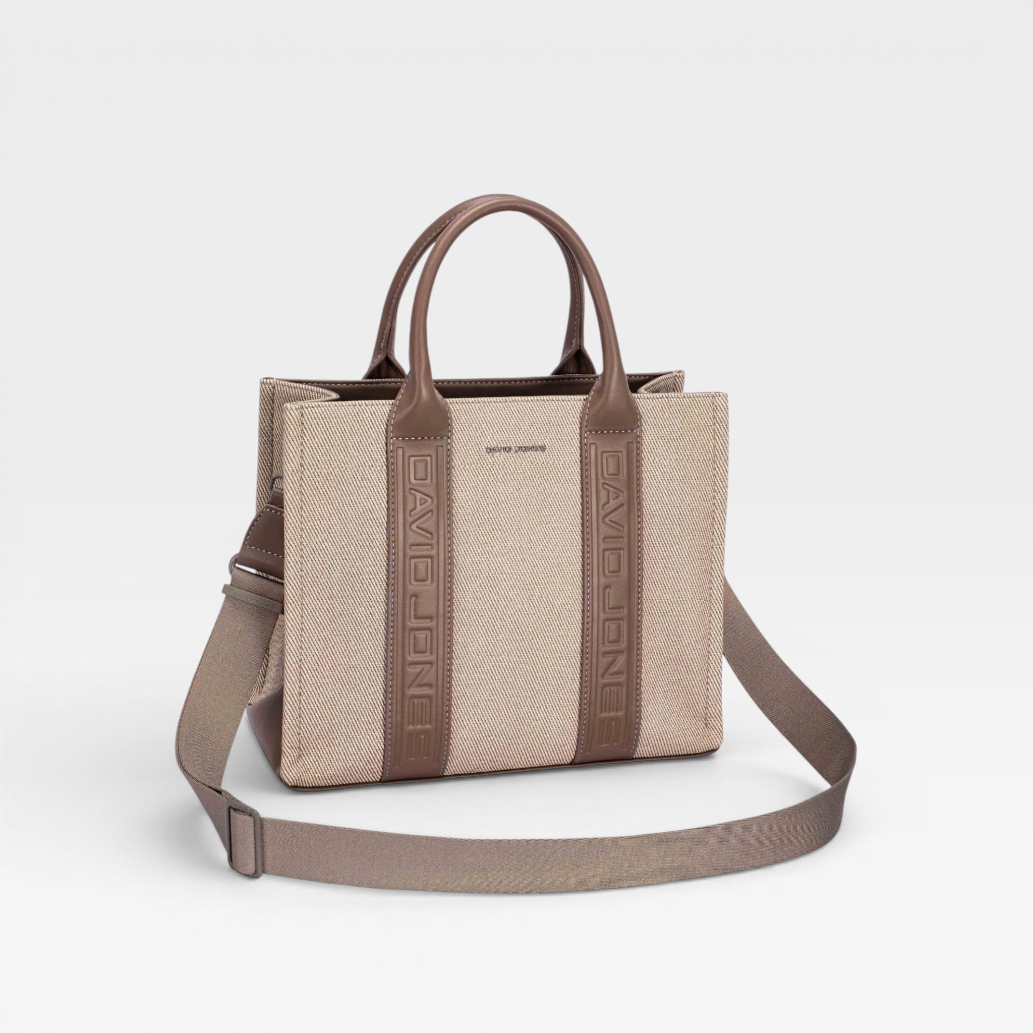 Canvas & Vegan Leather Structured Tote Bag