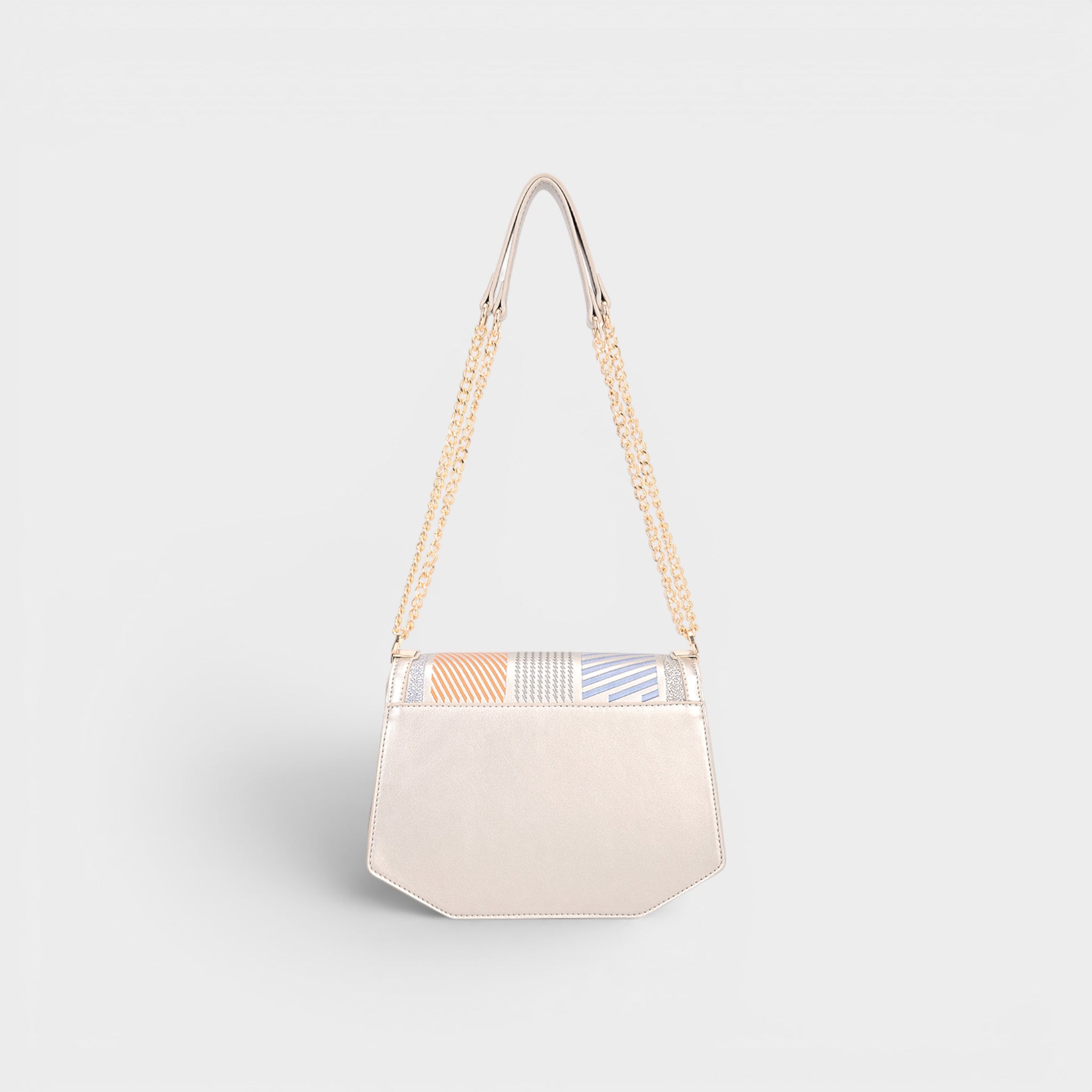Bolso bandolera de piel vegana con estampado geométrico 