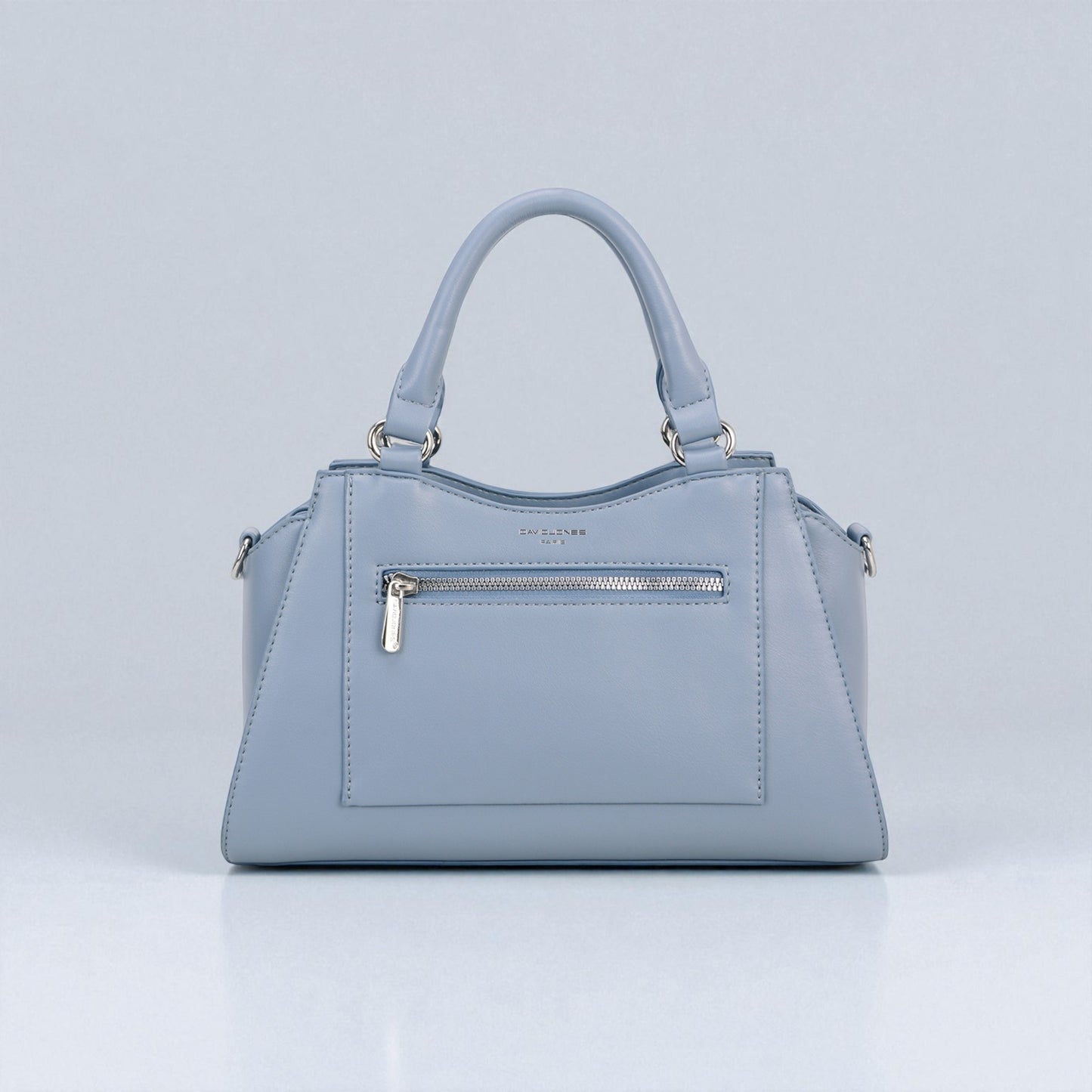 Light blue handbag on a light gray background