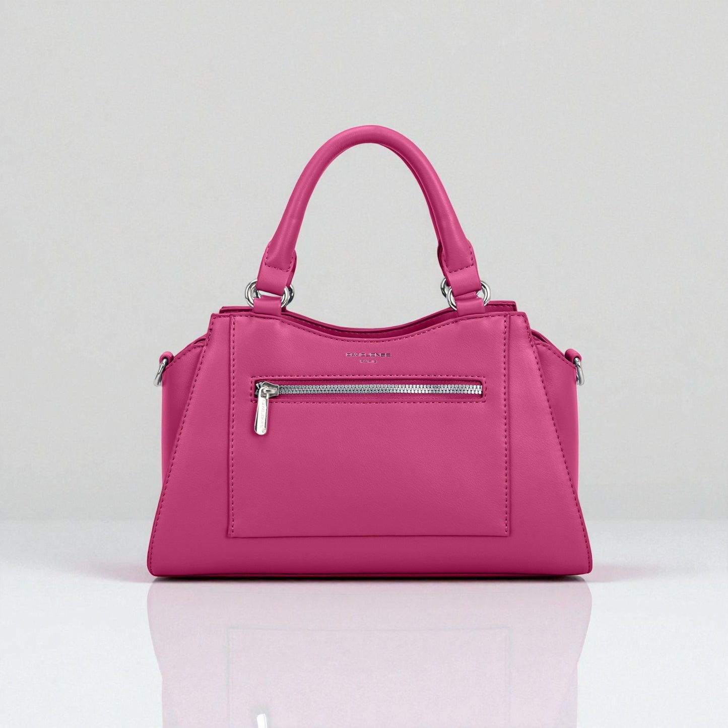 Pink handbag on a light gray background