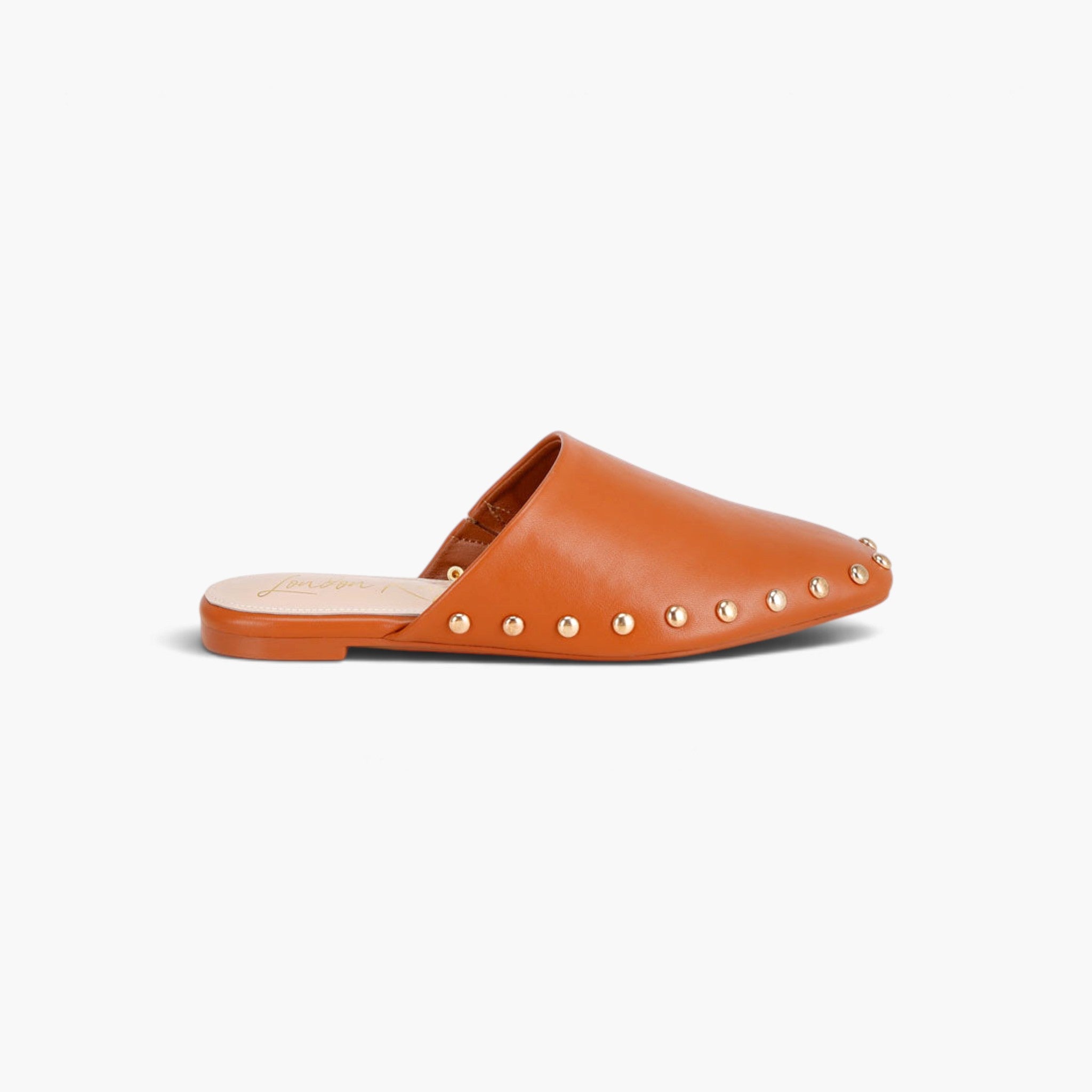 Studded Round-Toe Flat Mules