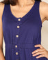 Navy Button-Front Sleeveless Midi Dress