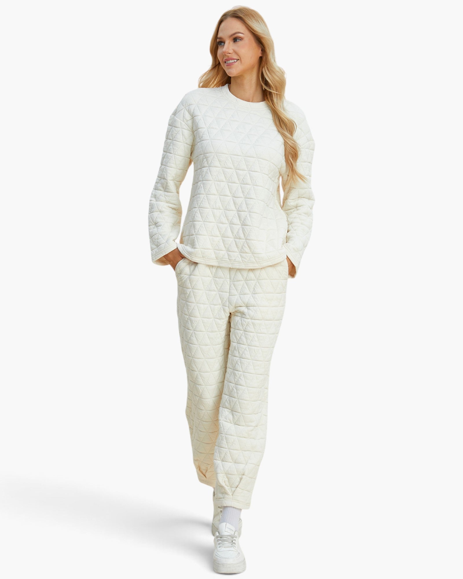 Conjunto de pantalón y top de manga larga acolchado