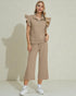 Ruffle Sleeve Quarter Zip Lounge Set