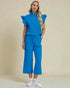 Ruffle Sleeve Quarter Zip Lounge Set
