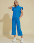 Ruffle Sleeve Quarter Zip Lounge Set