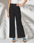 Person wearing black wide-leg pants with a white background