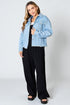 Light Wash Frayed Hem Denim Jacket