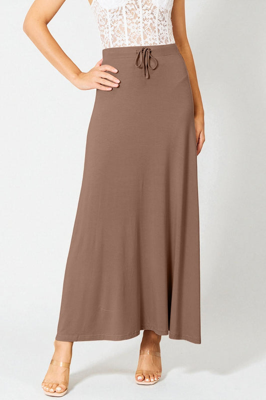 Jupe longue en rayonne douce avec cordon de serrage à la taille