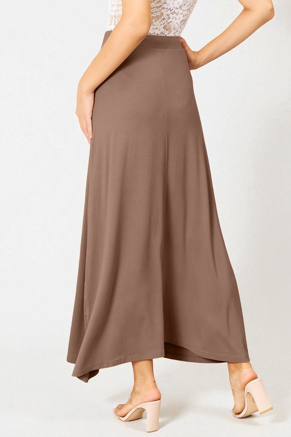 Jupe longue en rayonne douce avec cordon de serrage à la taille