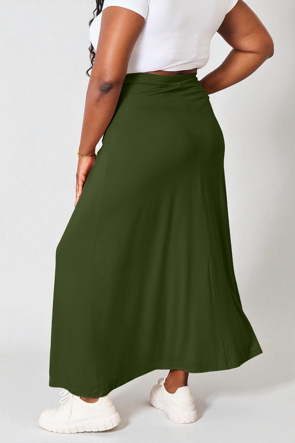 Jupe longue en rayonne douce avec cordon de serrage à la taille