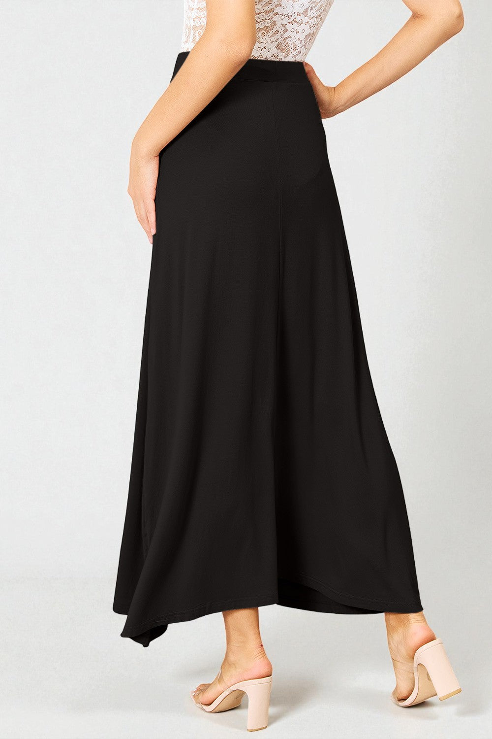 Jupe longue en rayonne douce avec cordon de serrage à la taille