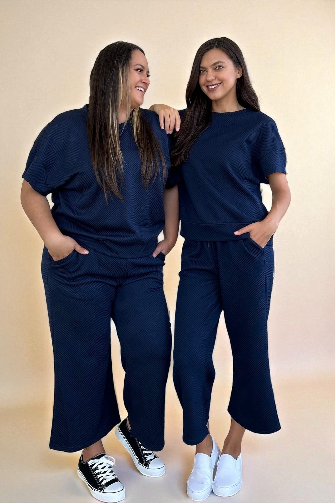 Ensemble haut et pantalon texturé à manches courtes