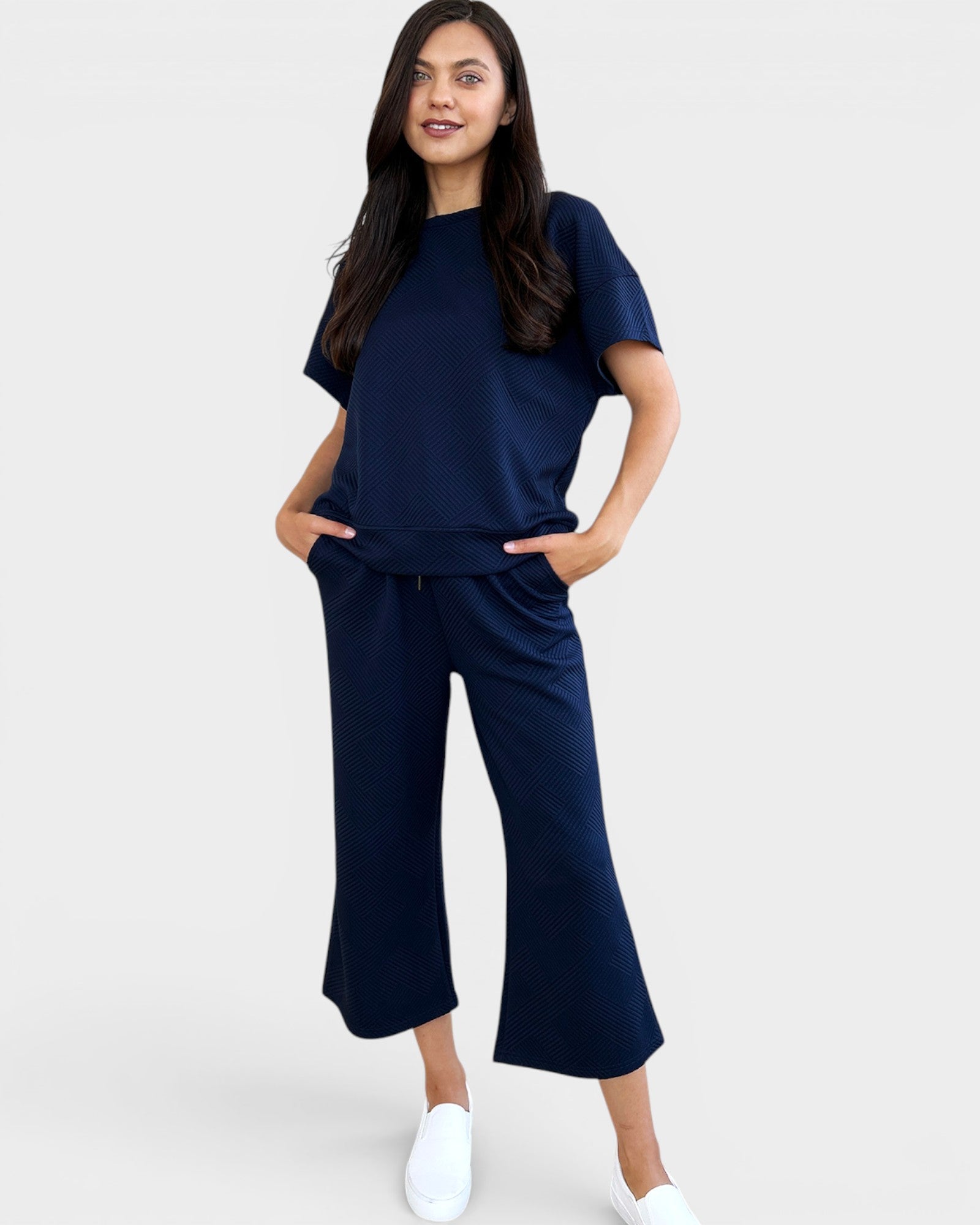 Textured Wide-Leg Lounge Set