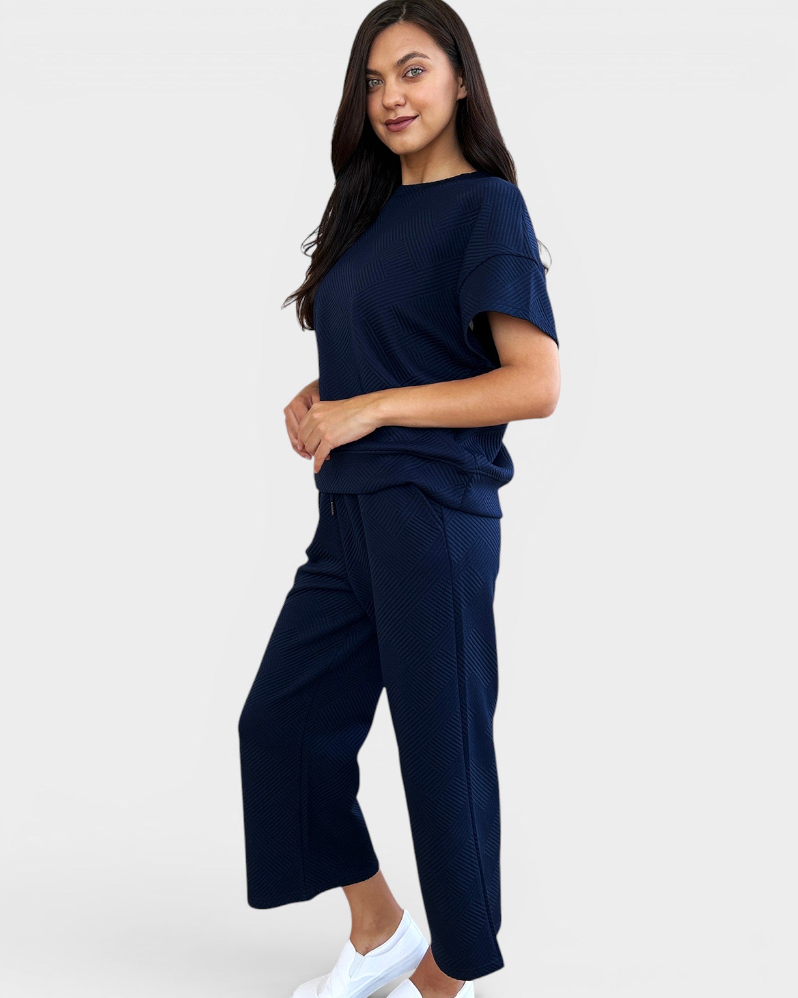 Textured Wide-Leg Lounge Set