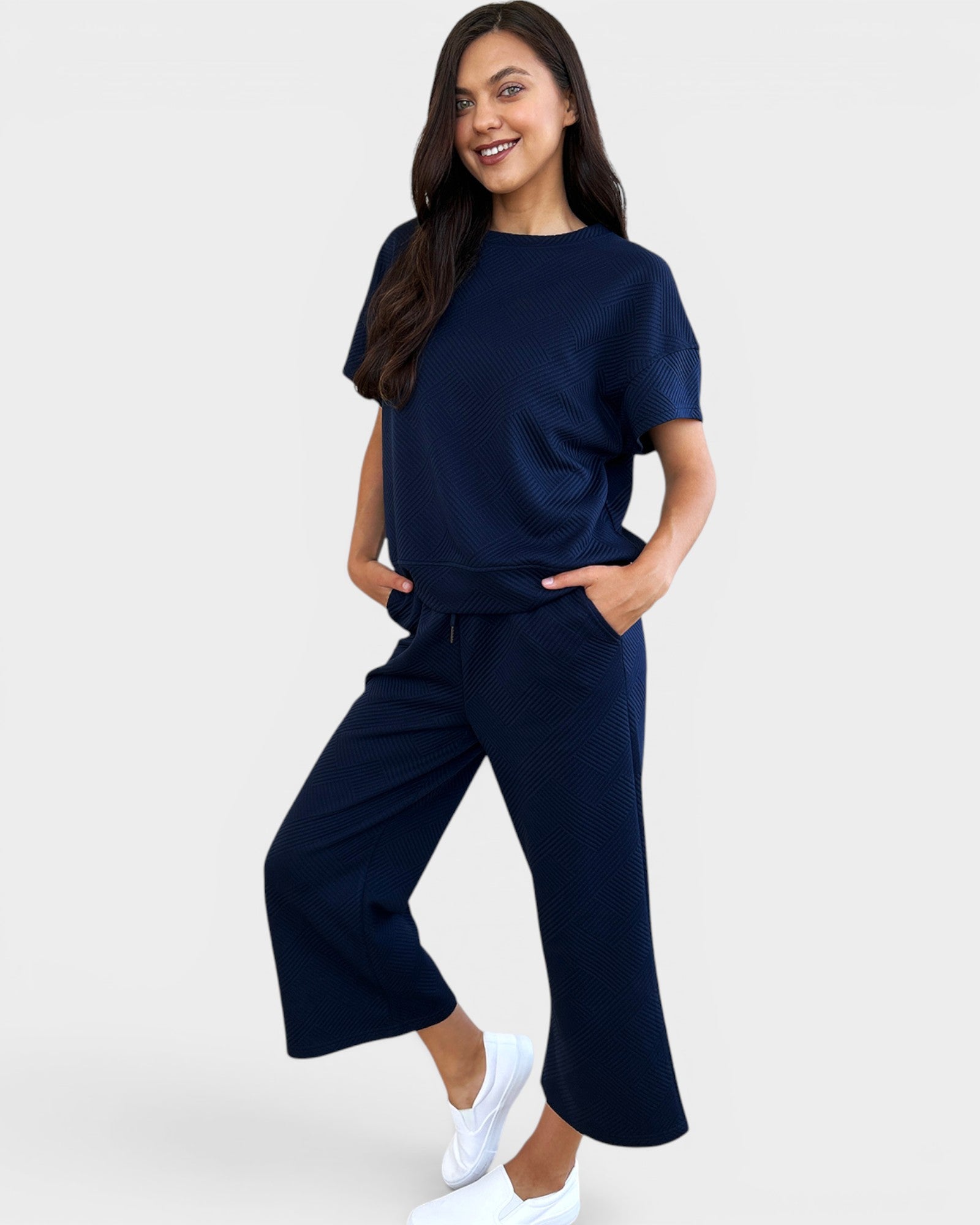 Textured Wide-Leg Lounge Set