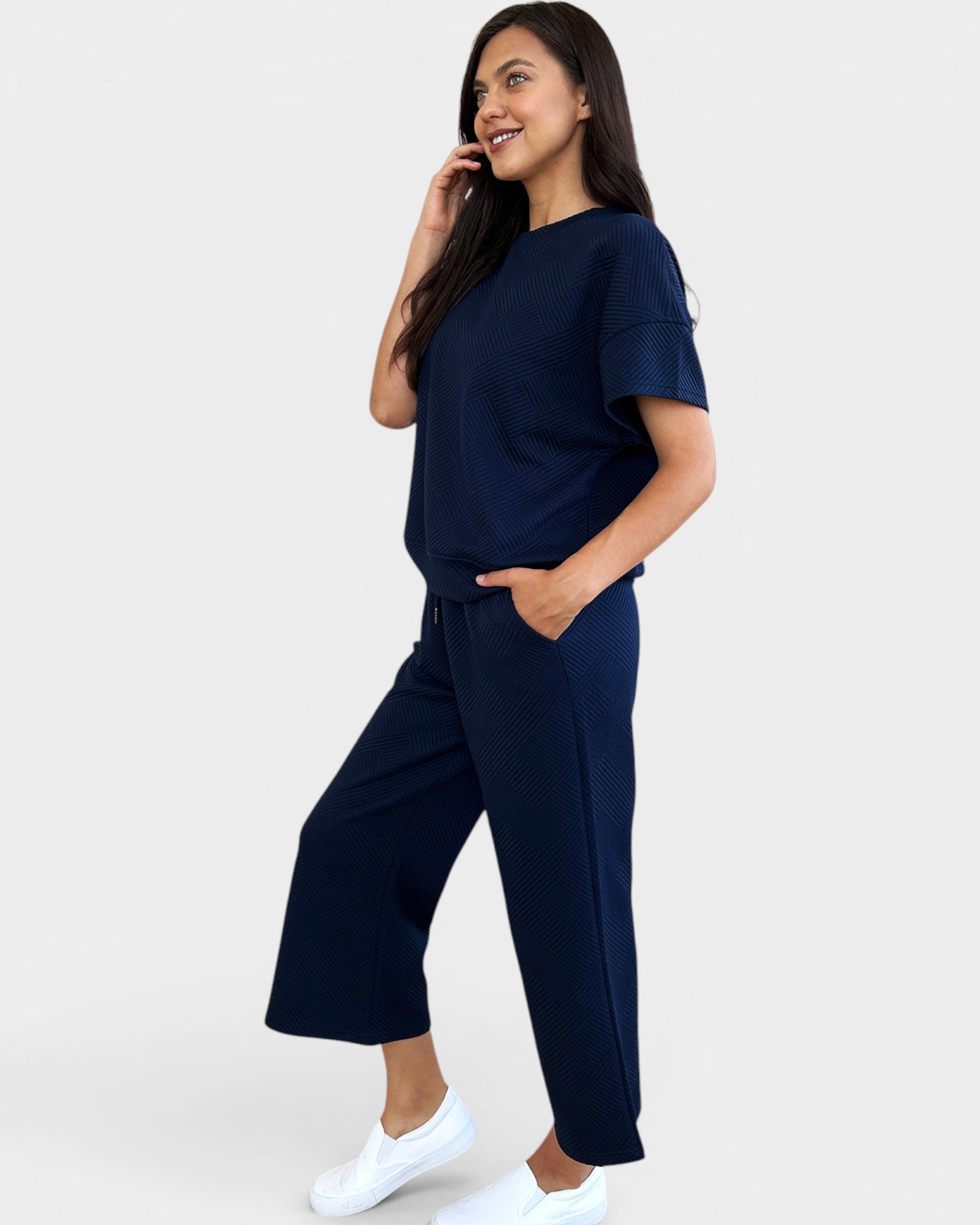 Textured Wide-Leg Lounge Set